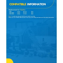 PHILTOP 512208 x1 Rear Wheel Hub Assembly Compatible with 2002-2004 Toyota Camry 5 Lugs