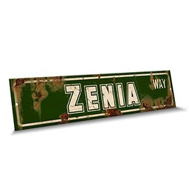 Customola - Zenia Name Green White Color Street Sign, 4"x 18" Aluminum Metal Novelty Sign, Indoor - Outdoor, Design t77