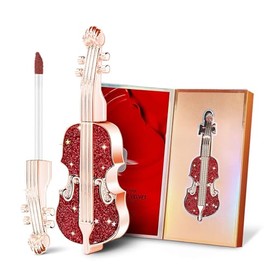 Lápiz labial mate de larga duración en rojo aterciopelado, diseño exclusivo con apariencia de violín, lápiz labial líquido resistente al agua y...    