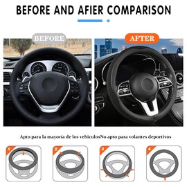 Adunsiaoto Steering Wheel Cover Car, Microfibre Leather Universal Steering Wheel Cover, Sport Anti-Slip Breathable Steering Wheel Cover, Car Comfortable Protective Interior Accessories(Black)