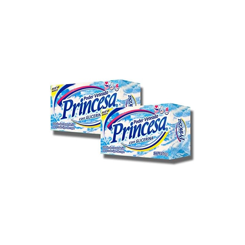 Princesa Jabón Azul Veteado con Glicerina 350g, Paquete de 2