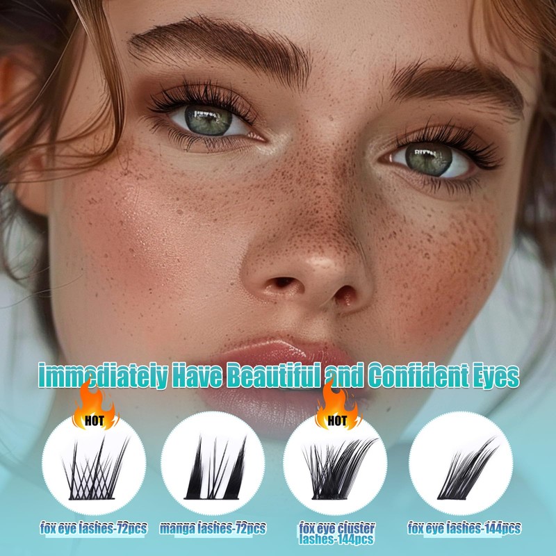 Obeyalash Fox Eye Lashes Eyelash Extensions 144 Pieces Cluster Lashes