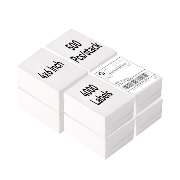 4"×6" Direct Thermal Shipping Label, Fanfold Thermal Label 4000 Packs