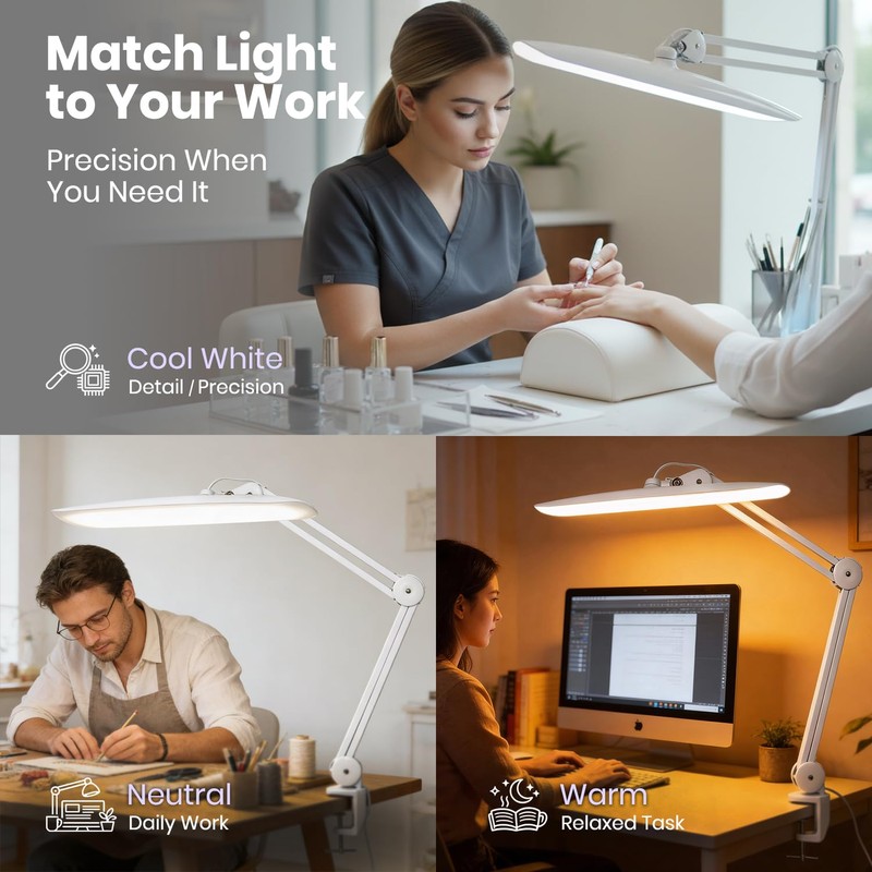 Neatfi XL Nail Desk Lamp with Clamp, 2200 Lumens, 20-Inch
