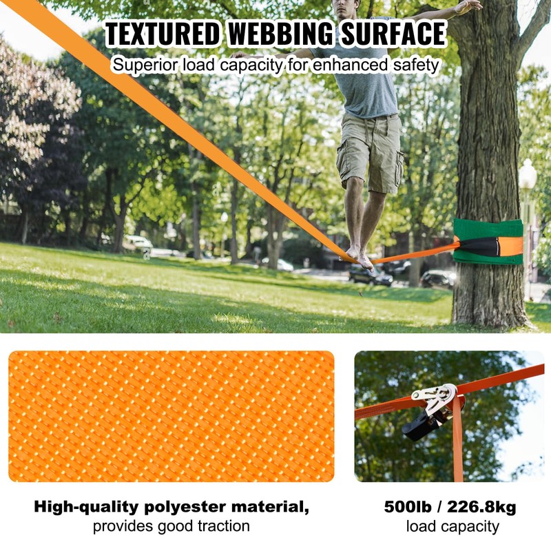 VEVOR Slackline Kit with Training Line, 60 ft Backyard Slack