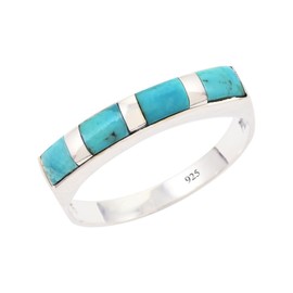 Shop LC - Anillo de plata de ley 925 estilo Santa Fe para mujer, diseño bohemio, joyería occidental, anillos de promesa, regalos de cumpleaños, regalos de Navidad para mujeres, 6, Metal, Turquesa