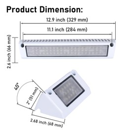 Teswelight 13" 60W LED RV Exterior Porch Utility Light, IP67 Waterproof, White Aluminum Housing, Low Current Draw 12/28V DC Light Fixture Led Scene Lighting for RV, Trailer, Camper, 1 Pack