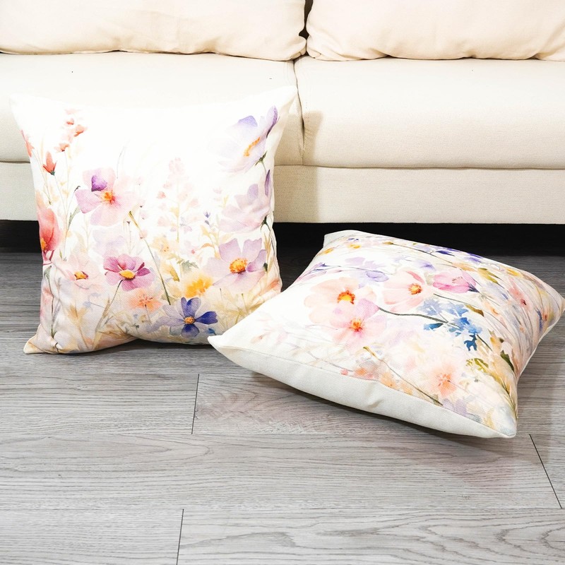 TAJWE Floral Spring Pillow Covers 18x18 Set of 2 Summer