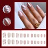 Folmywy 24 Pcs Glitter Christmas Fake Nails with Design Oval