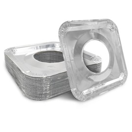 COZZIVITA Aluminum Gas Stove Burner Covers -Thicker Foil Square Burner Liners - Disposable Gas Range Protectors, 100 Pack（Outer diameter: 8.5 x 8.5 inch）