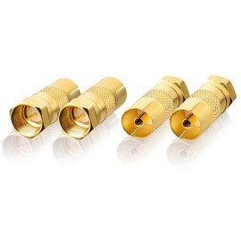 SEBSON SAT Antenna Adapter Set - 4 x F-Connector to Coaxial Socket (IEC) - Antenna Cable Adapter for TV, SAT Receiver, Cable Router with F Connection