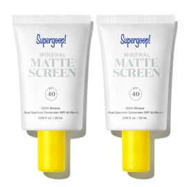 Supergoop! Mineral Mattescreen (SPF 40) - 20 mL, Pack of 2-100% Mineral, Oil-Free Broad Spectrum Sunscreen - Smooths Skin’s Appearance, Minimizes Pores & Controls Shine - Water & Sweat Resistant