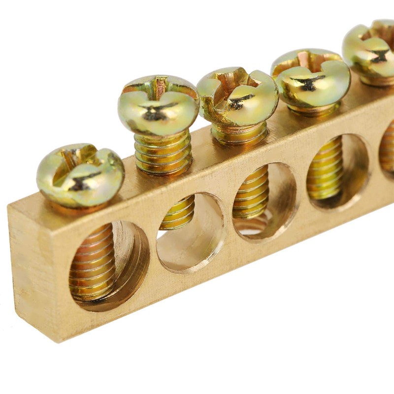 10pcs 10-Hole Electrical Distribution Wire Screw Terminal Brass Ground Neutral