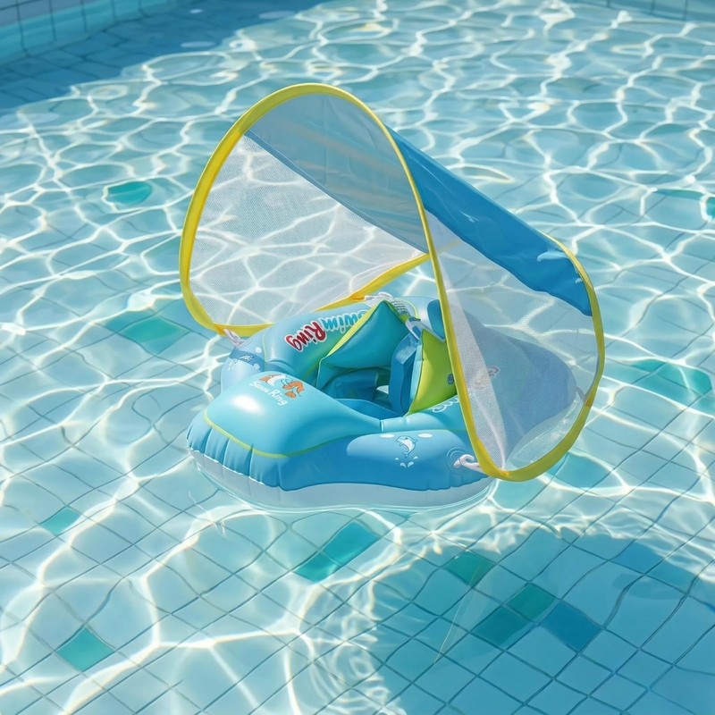 浮き輪 ボート 足入れ浮き輪 UVカット SPF50+ 日焼け止め 取り外し可能なサンシェード フロート 海水浴 ビーチ