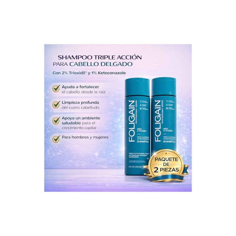 FOLIGAIN pack 2 Shampoo Advance con biotina 236ml C/U