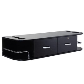 ZJMTOCYU Elegant Wall-Mounted Beauty Salon Station for Organized Serenity, Durable Design with Locking Drawers, Black