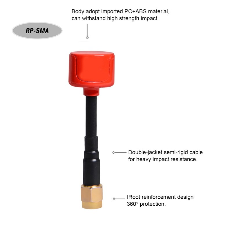 2pcs Foxeer Lollipop-5-8G-2-3DBi RHCP-FPV-Antenna RP SMA For FPV-Racing-RC（Red）