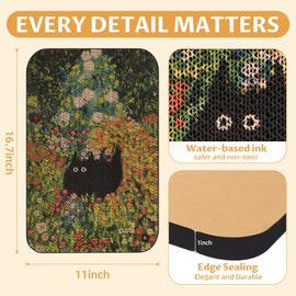 LESISSMER Art Cat Wall-Mountable Scratching Board 16.7x11x1 Inch Cat Wall Scratch Pad and Scratcher for Indoor Cats Furniture Protector（Water Lily Pond）