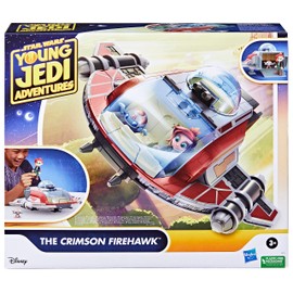 STAR WARS Star Wars: Young Jedi Adventures The Crimson Firehawk, 17-Inch Ship with 2 Action Figures, Toys, Preschool Toys for 3 Year Old Boys & Girls