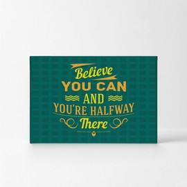 Smile Art Design Believe You Can and You're Halfway There Inspiring Quote Motivational Canvas Wall Art Inspirational Wall Art Entrepreneur Quote Print Modern Office Decor Gift Ready to Hang 19x28