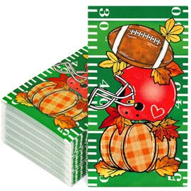 JarThenaAMCS 100 Pcs Fall Football Guest Napkins Autumn Rugby Pumpkins Disposable Dinner Napkin Paper Hand Napkins for Sport Game Kitchen Dinning Table Party Decor