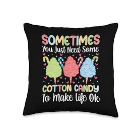 Funny Cotton Candy Cones Design For Girls Boys Sweet Taste Throw Pillow