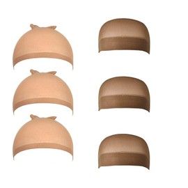 EDD wig caps, Stocking Ultra Thin - 6 Pieces, Breathable, Sweat Absorber & Stretchable Light Brown Caps for Women, One Size Fits All