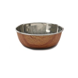 Rosewood Wood Effect Stainless Steel Pet Bowl for Cats & Dogs