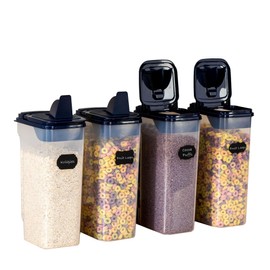 Chef's Path Cereal Container Storage Set (4L,135.2 Oz) 4 PCS Airtight Food Storage Containers with Multi Pour Spout - Perfect for Kitchen & Pantry Organization, BPA Free Plastic Cereal Dispenser
