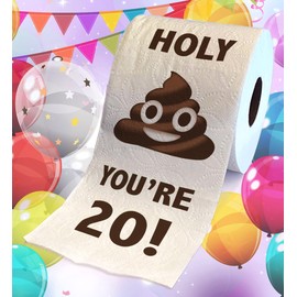 Printed TP Holy You're 20 Birthday Toilet Paper Gag Gift - 20th Bday Party Funny Birthday Gift Joke Toilet Paper Prank, Novelty Unique Birthday Presents for Men, Women, Family, Friends - 500 Sheets