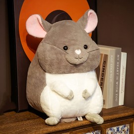 FLOERROYALE Chinchilla Stuffed Animal Plush Toy Soft Anime Mouse Plush Pillow Animal Themed Decorative Doll, Baby Girls and Children's Birthday, Grey,13.78in