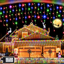 JXLEDAYY Christmas Lights Super Long 1280 LED 131 FT LED String Lights with 240 Drops Plug in 8 Modes Christmas Decoration for Holiday Wedding Party Bedroom Garden Patio Outdoor Indoor (Multicolor)