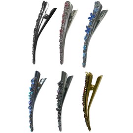 Set of 6 JCGY Alligator Duckbill Beakclips Long Slender Metal Hairclips Combo 4 Styles 6 Colors N6
