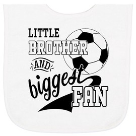 inktastic Little Brother and Biggest Fan- Soccer Player Baby Terry Cloth Bib White 2c199
