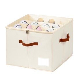 Trsury Shoe Storage Organizer for Closet Fits 16 Pairs, Large Foldable Shoe Storage Boxes Bins, Fabric Shoe Box Storage Containers with Clear Cover, Adjustable Dividers, 3 Handles for Shoes (Beige)