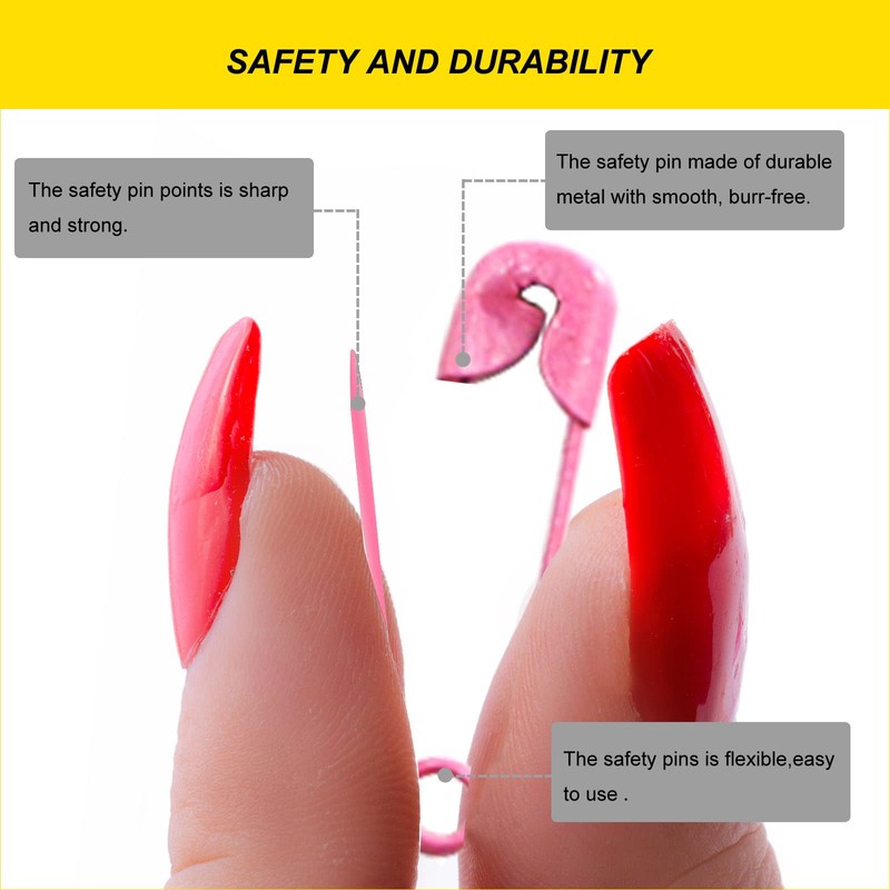 Pink Safety Pins,Small Safety Pins for Clothes,19mm Metal Mini Saftey