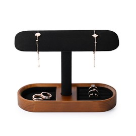 Oirlv Wooden Jewellery Stand Multifunctional Jewellery Holder for Watch Bracelet Bangle Storage for Fathers Day Mothers Day Birthday Gifts (Black)
