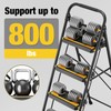 Urackify 4 Step Ladder, Heavy-Duty 800lb Capacity, Wide Anti-Slip Steps