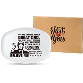 Grill Platter Gift for Dad - Funny President Grill Serving Tray, Large Size Daddy Dad BBQ Serving Dishes, Fathers Day Christmas Birthday Gift for Appetizers Desserts Charcuterie Outdoor Indoor Party