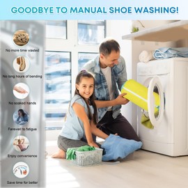 CEIJE Laundry Shoe Bag with Durable Zipper for Washer & Dryer - Unbloo Unstain, 2 - Piece Reusable, Ideal for Cleaning and Protecting Sneakers in Washing Machine, Also Fit Other Shoe Types，