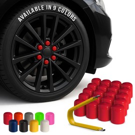 ColorLugs Vinyl Lug Nut Cover | Red | Flexible Fit Wheel Lug Nut Cap | Fits 17 mm | Pack of 20 | Includes Deluxe Extractor | Made in The USA