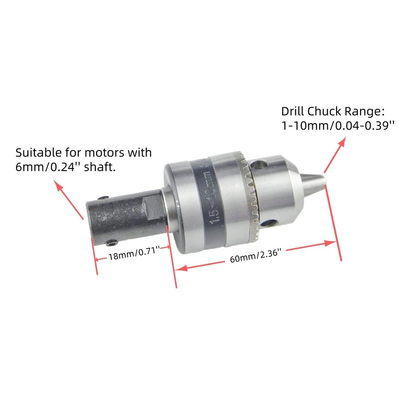CHANCS Drill Chuck & Connecting Rod Set, 1.5-10MM, 3/8-24UNF, Metal,