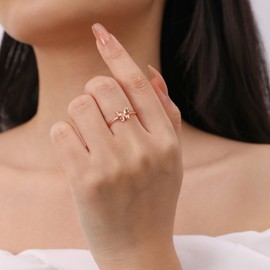 Ailetop Butterfly Initial Rings for Women, Rose Gold Plated Initial Rings Adjustable Rings for Women Alphabet Initial Letter Rings Stackable Rings for Women Jewelry Gifts for Women (Letter G)