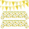 4 Pcs Lemon Party Decoration Lemonade Tablecloth Lemon Triangle Banners