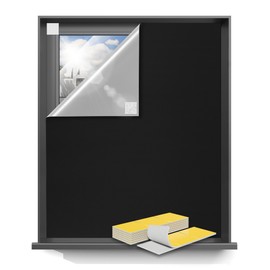 Sumobaby Blackout Curtains for Bedroom 54"x70"Portable Black Out Window Cover with Heat-Resistant Hook&Loop Tape,100% Blackout Shades No Drill Blinds for Windows DIY Cut Fit for Nursery,TV Room(Black)