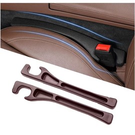 Car Seat Gap Filler Organizer - No Drop Seat Guard, Side Gap Filler for Car, SUV, and Trucks, 2 Pack, Prevents Items from Falling, Extra Storage Space, Easy to Install, Durable & Eco-Friendly (Brown)