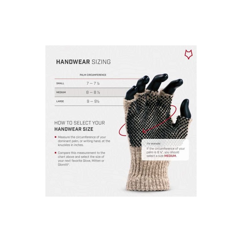 Fox River Fingerless Gripper Glove, Medium, Brown Tweed