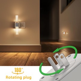 L LOHAS LED Night Light, Night Lights Plug into Wall, 3000K Soft White, 0-100LM Adjustable Brightness, 180° Rotating Plug in Night Light with Auto Light Sensor for Bathroom, Bedroom(Matte White)