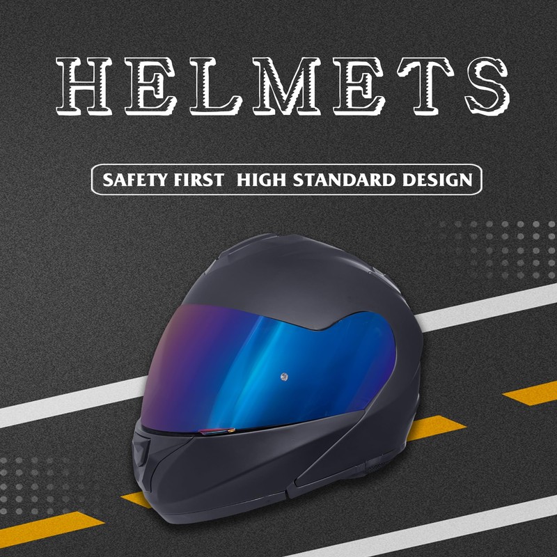 KRN Adult Modular Flip-up Motorcycle Helmet - DOT Approved Street
