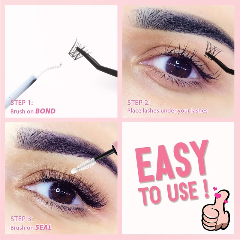 Parriparri Cluster Lashes with Clear Band 120Pcs Individual Lash Extensions